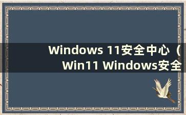 Windows 11安全中心（Win11 Windows安全中心打不开）